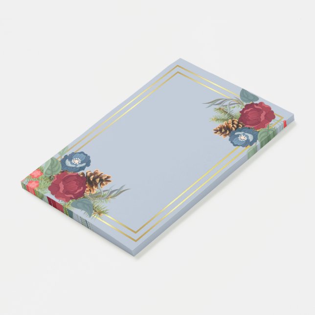 Bloco De Notas Casamento de Inverno Burgundy Azul Turquesa Modern (Inclinado)