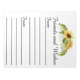 Bloco De Notas Casamento de Livro de Guest de Girassol / Ocasião