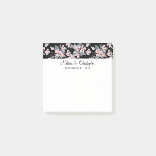 Bloco De Notas Casamento de Padrão Floral de Aquarela Rosa e Cin