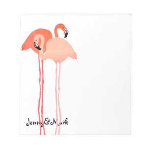 Bloco De Notas Casamento de Praia de Flamingos Rosa