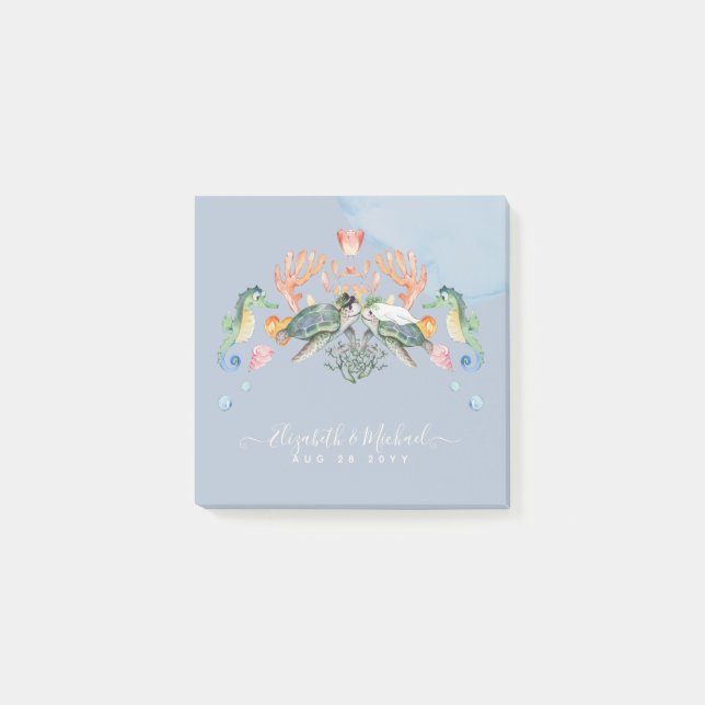 Bloco De Notas Casamento de Tartarugas do Mar com Noiva e Groom (Frente)