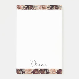 Bloco De Notas Casamento Floral Bege Vermelho Borgonha