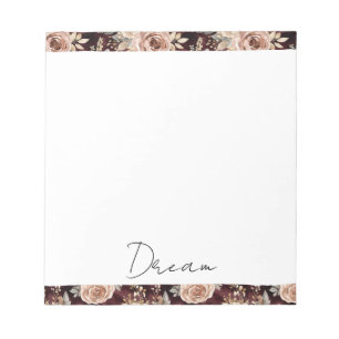 Bloco De Notas Casamento Floral Rosa Bege Vermelho Borgonha