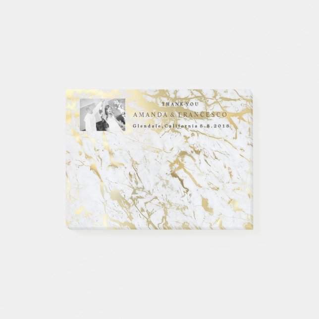Bloco De Notas Casamento Obrigado A Favor Da Mármore Dourada Da C (Frente)