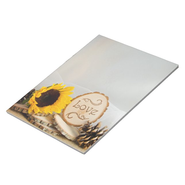 Bloco De Notas Casamento Rustic Sunflower Woodland (Inclinado)