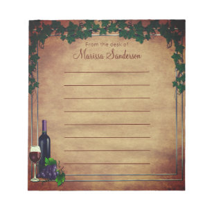 Bloco De Notas Casamento Rustic Vineyard l da mesa de