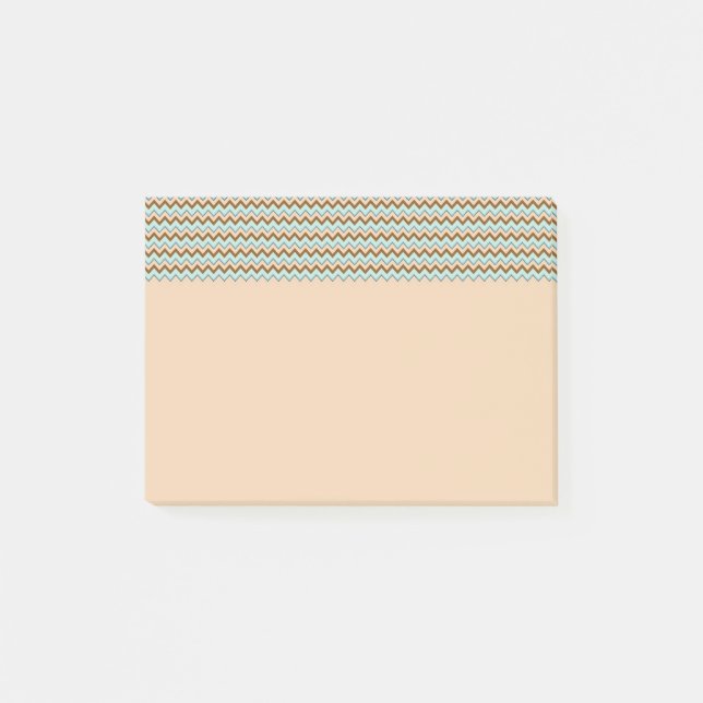 Bloco De Notas Castanho e Turquesa Zigzag Chevron (Frente)