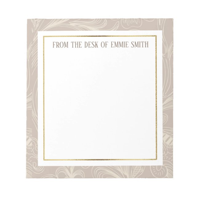 Bloco De Notas Castanho macio e Dourado (Frente)