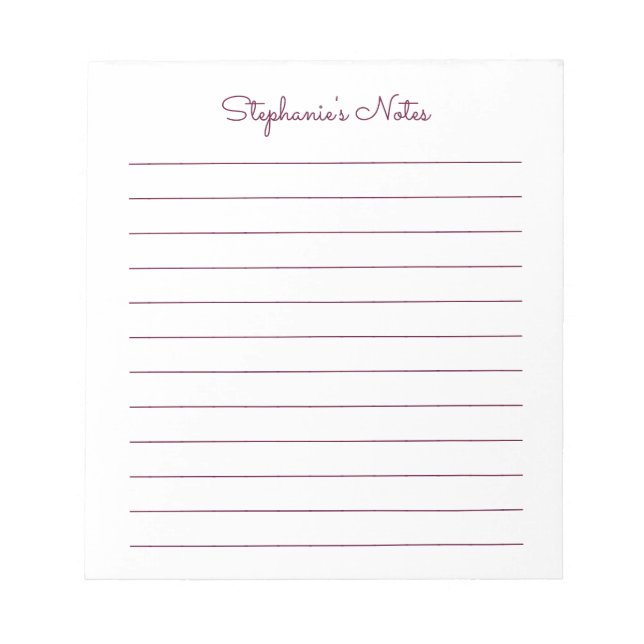 Bloco De Notas Castanho Vermelho Elegante Simples Vinculado Perso (Frente)