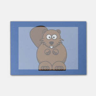 Bloco De Notas Castor dos desenhos animados com fundo azul