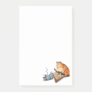 Bloco De Notas Cat and Mouse Playing Chess Fun