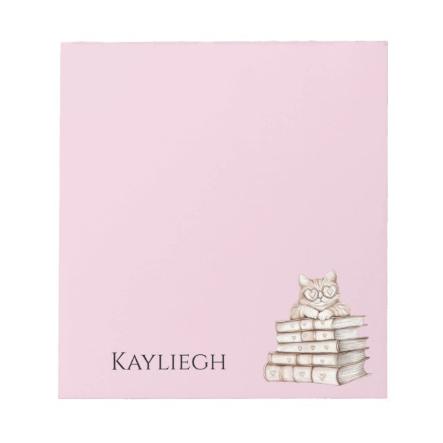 Bloco De Notas Cat Heart Glasses Books (Frente)