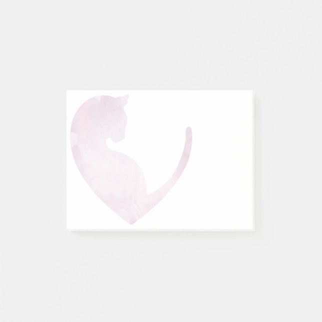 Bloco De Notas Cat in Heart (Notas Postadas rosa) (Frente)
