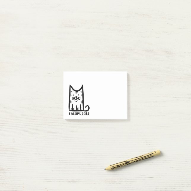 Bloco De Notas Cat with a Stylish Moustache, i heart cats (Na mesa)