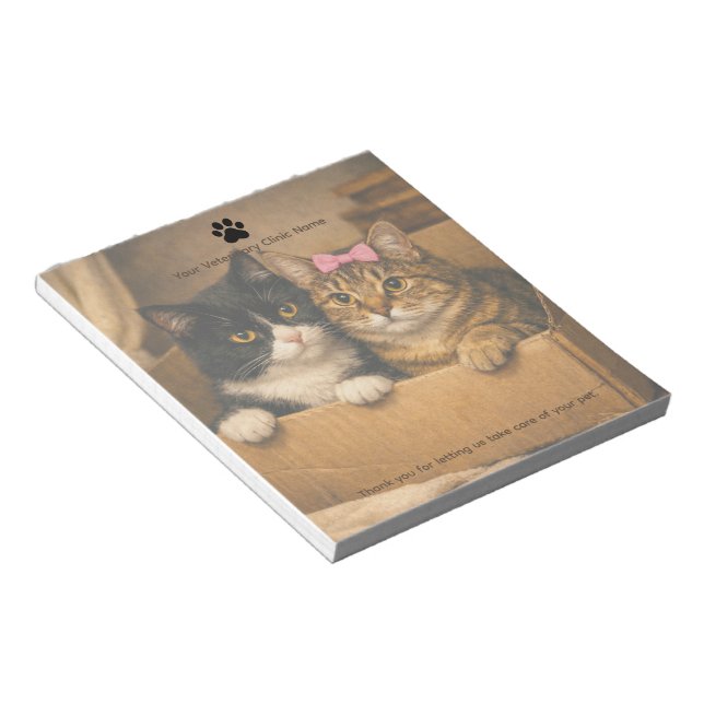 Bloco De Notas Cats in a Box Custom Veterinary Clinic Notepad (Inclinado)