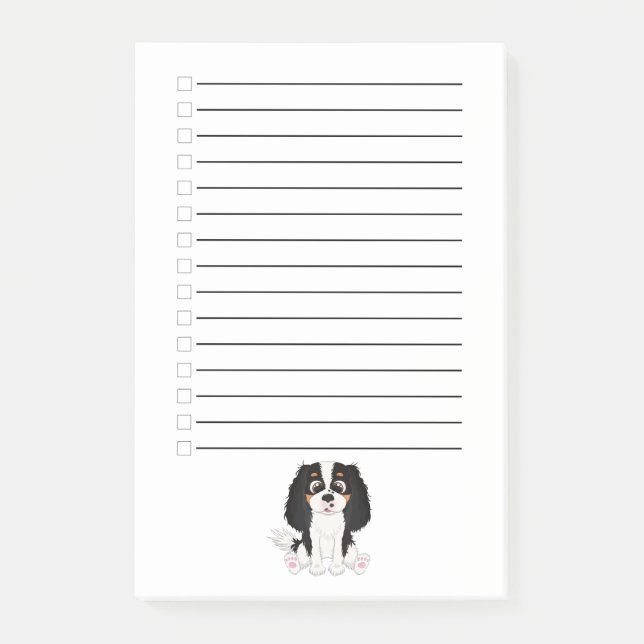 Bloco De Notas Cavaleiro Tricolorido King Charles Spaniel    (Frente)