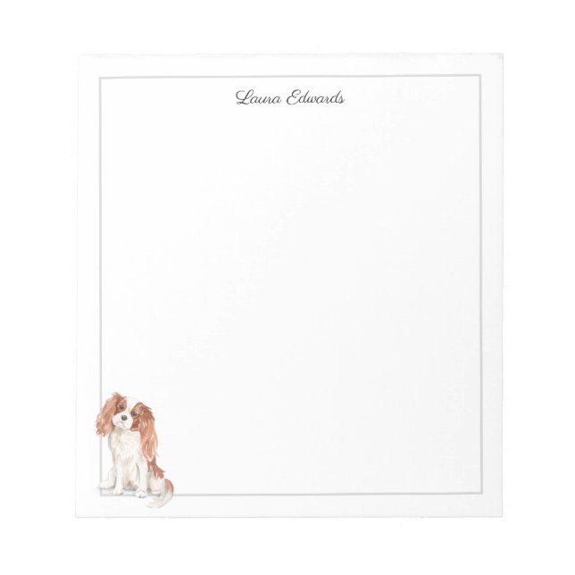 Bloco De Notas Cavalier King Charles Spaniel Cinza Fronteira (Frente)
