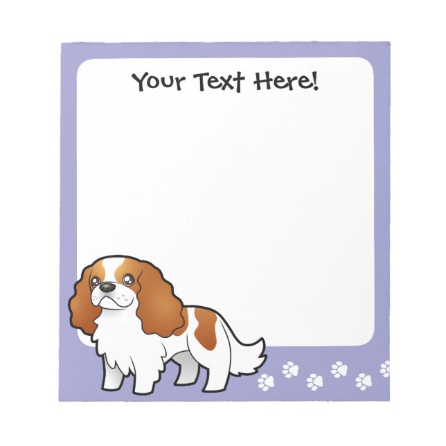 Bloco De Notas Cavalier King Charles Spaniel de desenho animado (Frente)