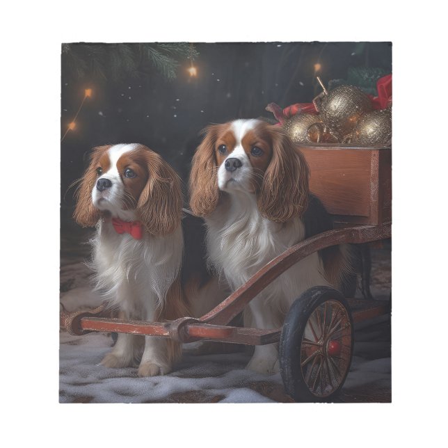 Bloco De Notas Cavalier King Snowy Sleigh Decoração de Natal (Frente)