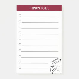 Bloco De Notas Cavalo artístico moderno em burgundy e branco