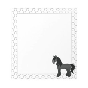 Bloco De Notas Cavalo de Cartoon Negro Vanner Clydesdale Shire