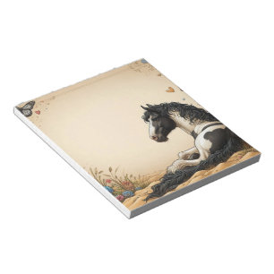 Bloco De Notas Cavalo de Pintura Preto e Branco