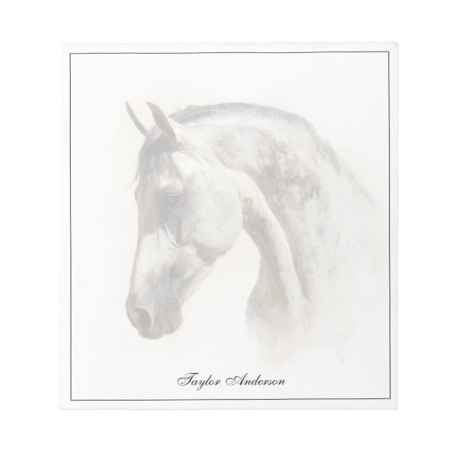 Bloco De Notas Cavalo Equestre Lusitano Elegante Nome Personaliza (Frente)