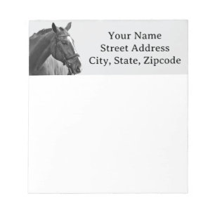 Bloco De Notas Cavalo Moderno Equestre Preto e Branco