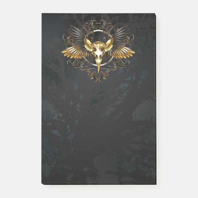 Bloco De Notas Caveira de ouro sobre fundo preto (Frente)