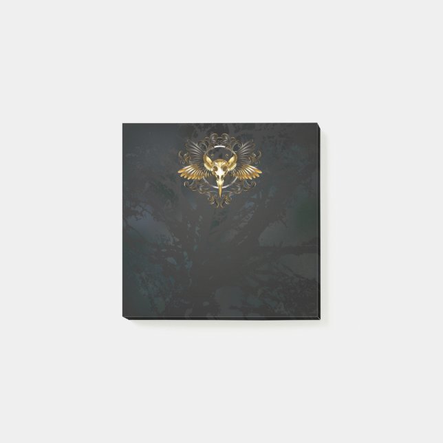 Bloco De Notas Caveira de ouro sobre fundo preto (Frente)