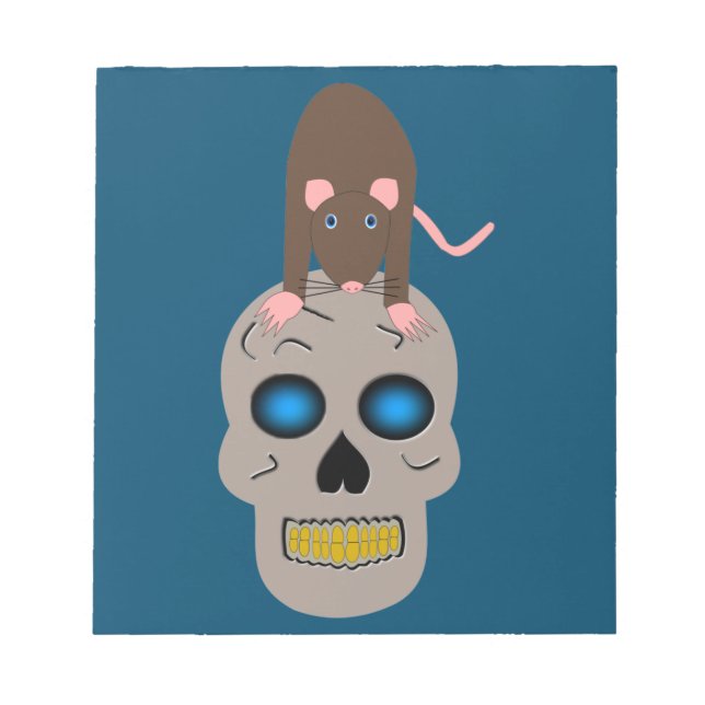 Bloco De Notas Caveira Gótica e Halloween Rato (Frente)