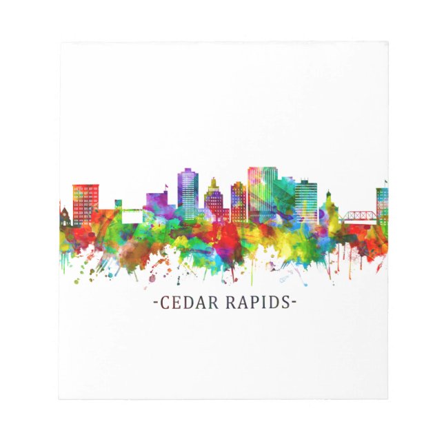Bloco De Notas Cedar Rapids Iowa Skyline (Frente)
