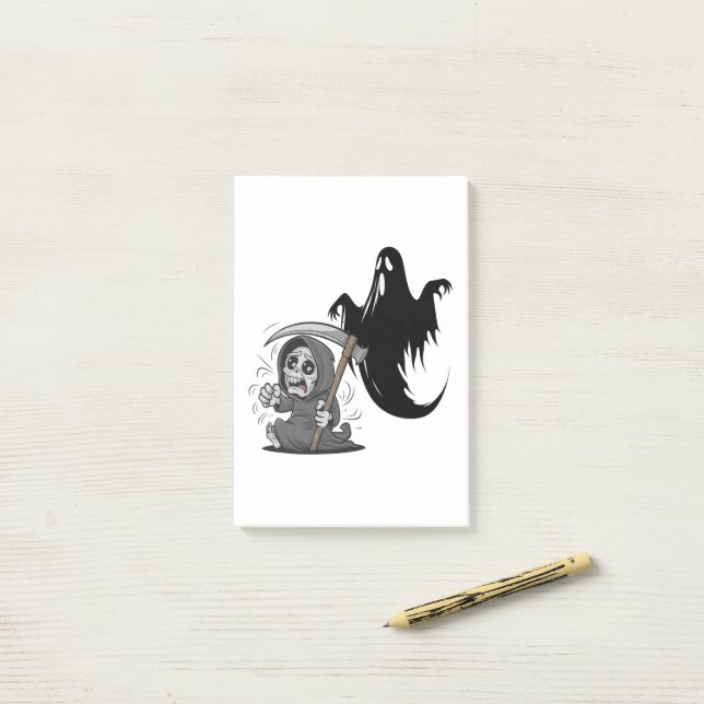 Bloco De Notas Ceifador assustado e fantasma. (Na mesa)