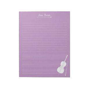 Bloco De Notas Celo Branco & Arco Personalizado Classe de Música