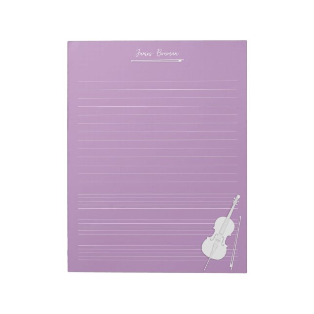 Bloco De Notas Celo Branco & Arco Personalizado Classe de Música  (Invertido)