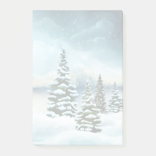 Bloco De Notas Cena de Inverno Encantador Pintura em Aquarela