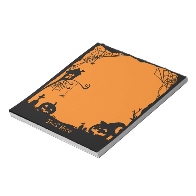 Bloco De Notas Cenas de Halloween Notas Post-it Preto Laranja (Invertido)