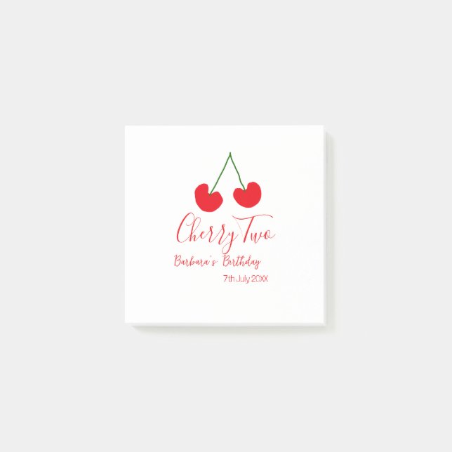 Bloco De Notas Cereja dois 2º aniversário cereja vermelha criança (Frente)