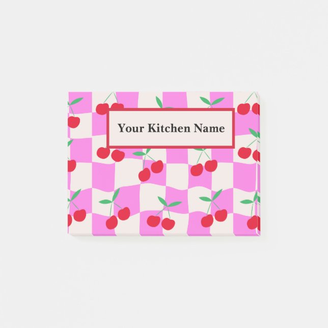 Bloco De Notas Cerejas verificadas em pranchetas cor-de-rosa pers (Frente)