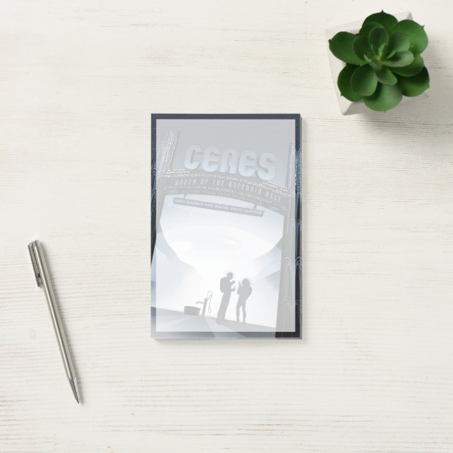 Bloco De Notas Ceres do Planeta Anão-Poster de viagens do Espaço  (Escritótio)