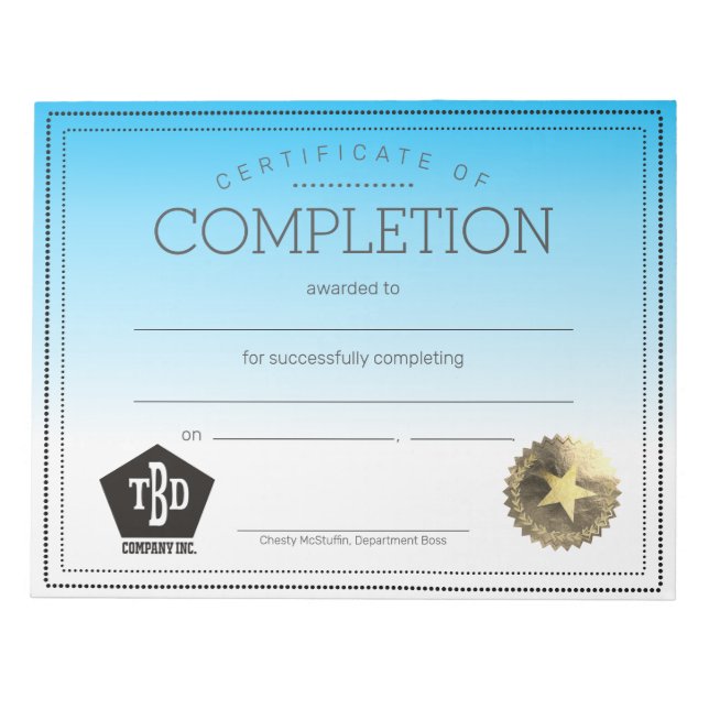 Bloco De Notas Certificado de preenchimento de prêmios de funcion (Frente)