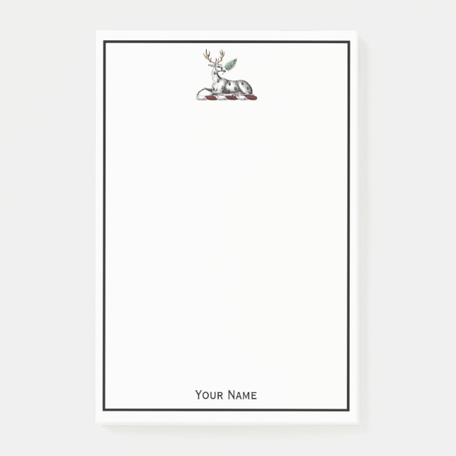 Bloco De Notas Cervo com Emblema de Crista Heráldica de Samambaia (Frente)
