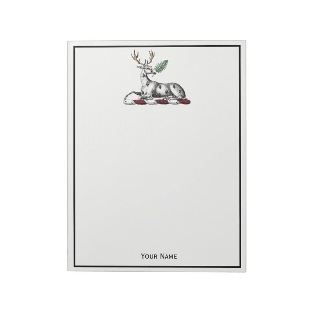 Bloco De Notas Cervo com Emblema de Crista Heráldica de Samambaia (Invertido)