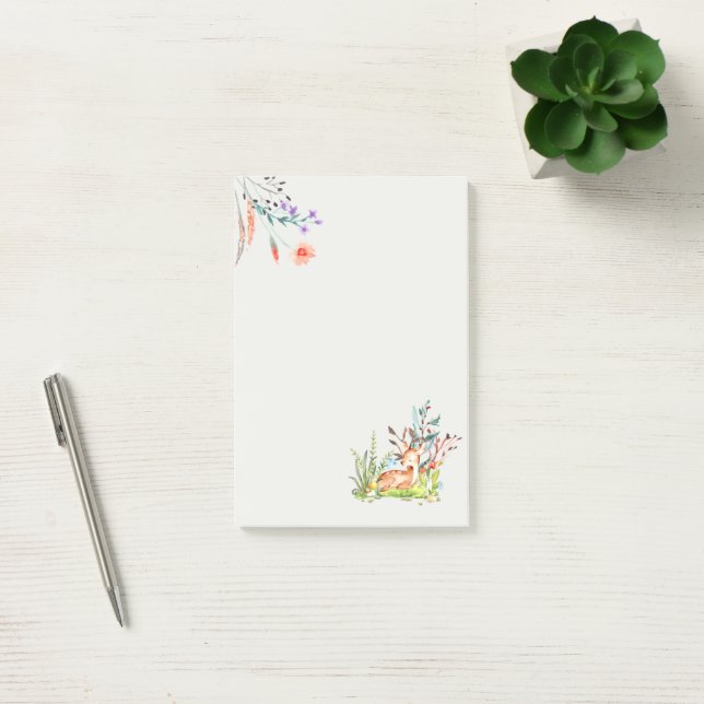 Bloco De Notas Cervos e Flores Notas Post-it (Escritótio)