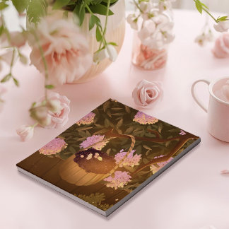 Bloco de Notas Cesta de Amora Preta da Hora Dourad