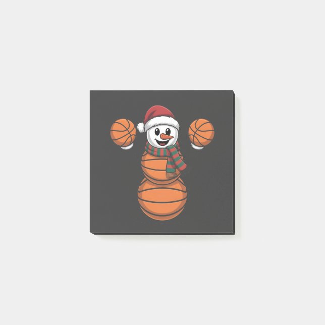 Bloco De Notas Cesta de Boneco de Neve Basquetebol Natal Santa Be (Frente)