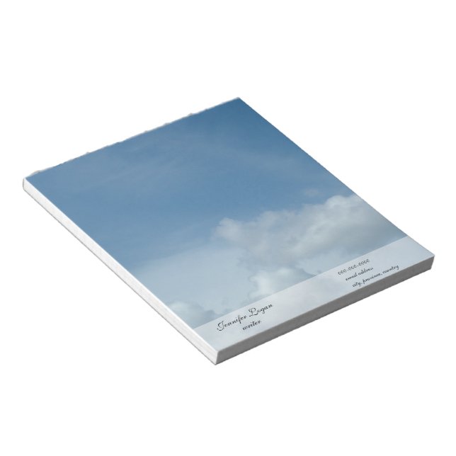 Bloco De Notas céu azul e nuvens brancas (Inclinado)
