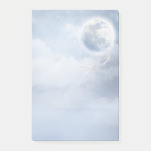 Bloco De Notas Céu Azul Mágico com Cisnes Voadoras