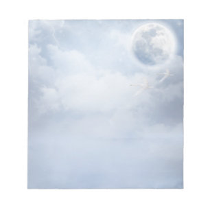 Bloco De Notas Céu Azul Mágico com Cisnes Voadoras