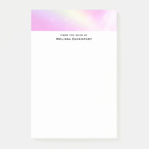 Bloco De Notas Céu rosa com arco-íris amarelo limão